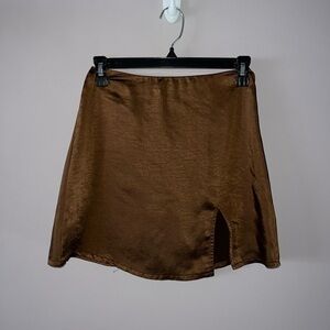 Just Quella Satin brown mini skirt XS